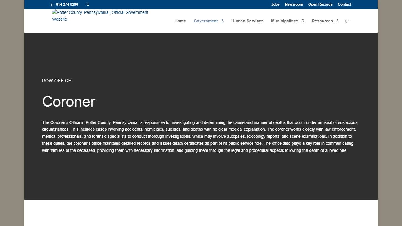 Coroner Potter County, Pennsylvania Official Government Website