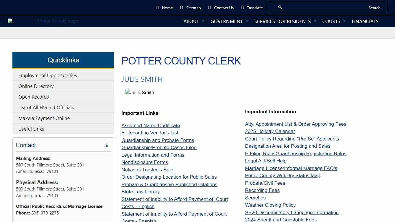 County Clerk Potter County, Texas
