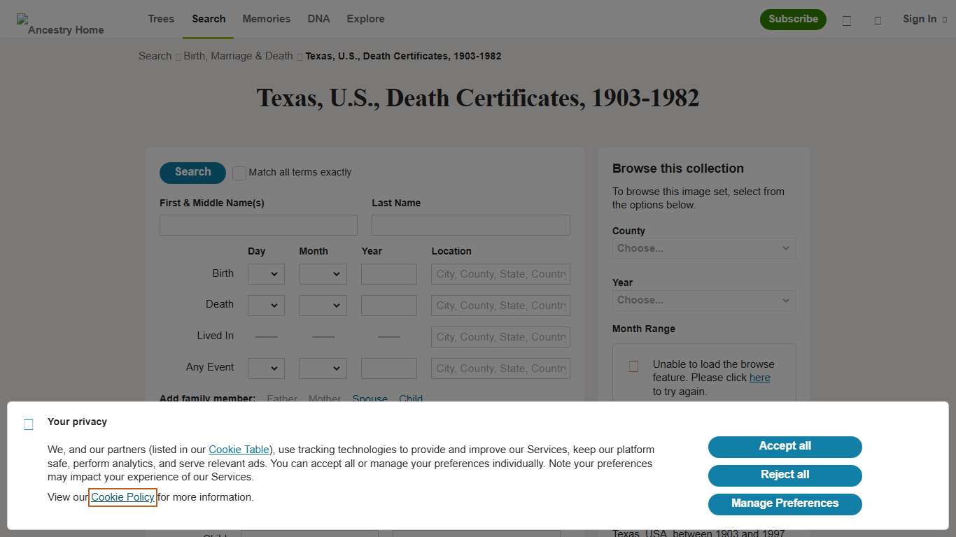 Texas, U.S., Death Certificates, 1903-1982 - Ancestry